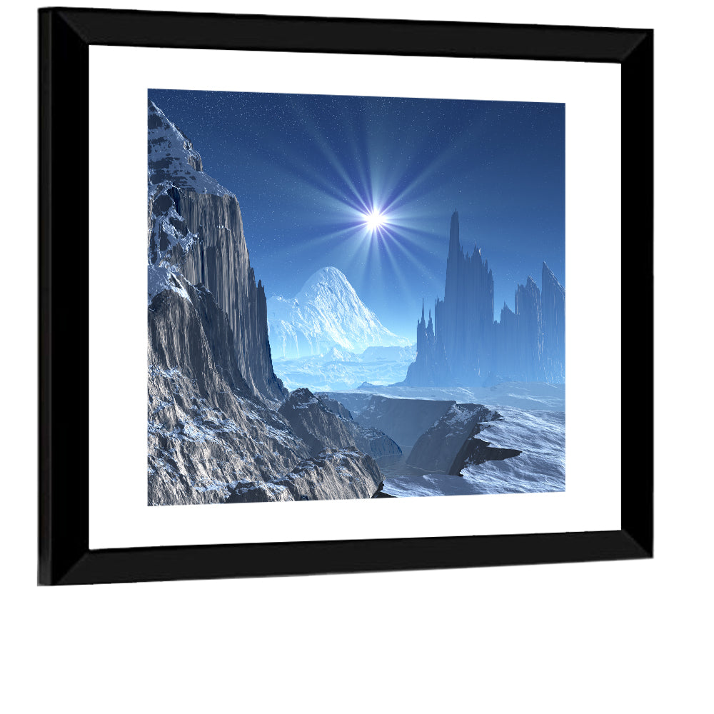 Nightfall on Frozen Alien World Wall Art