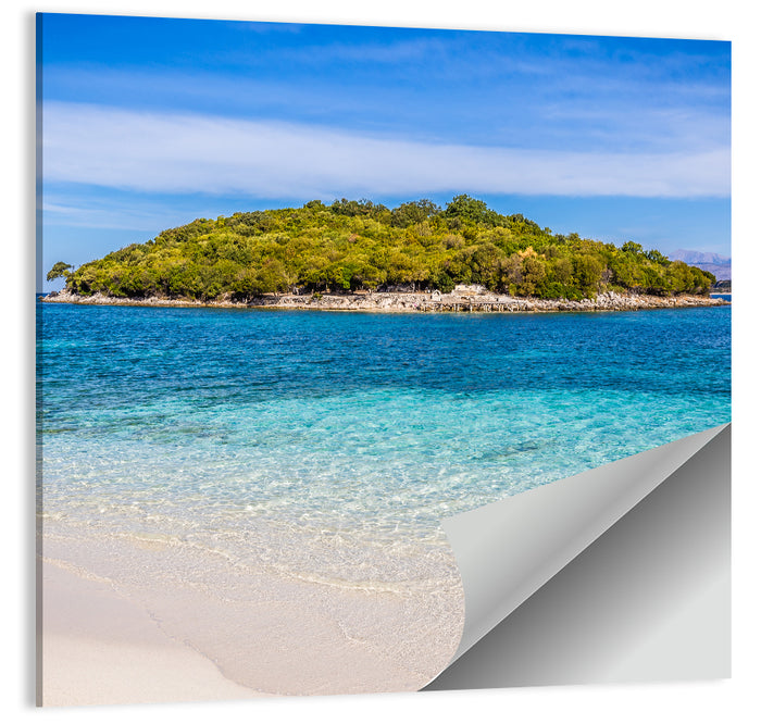 Butrint Turquoise Island Beach Wall Art as a poster print