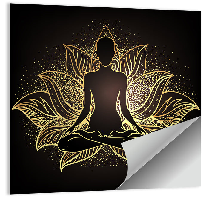 Golden Chakra Silhouette Wall Art as a poster print