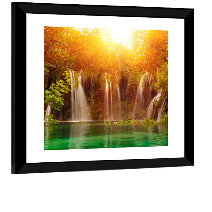 Plitvice Lakes Waterfalls Wall Art as a framed print