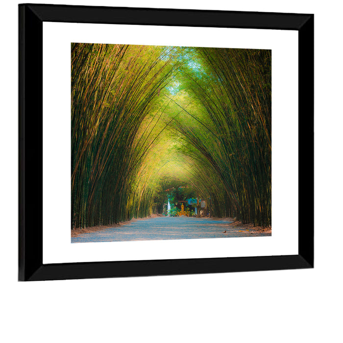 Arched Bamboo Tunnel Wall Art as a framed print