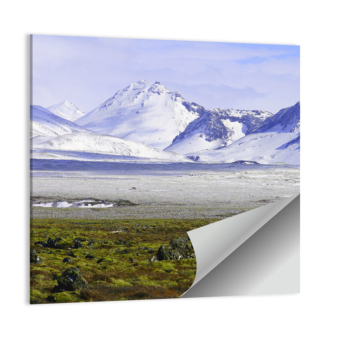Icelandic Snow and Moss Landscape Wall Art as a poster print
