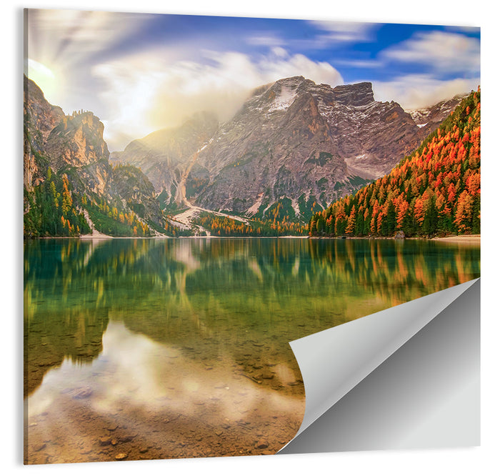 Lago Di Braies Sunrise Wall Art as a poster print