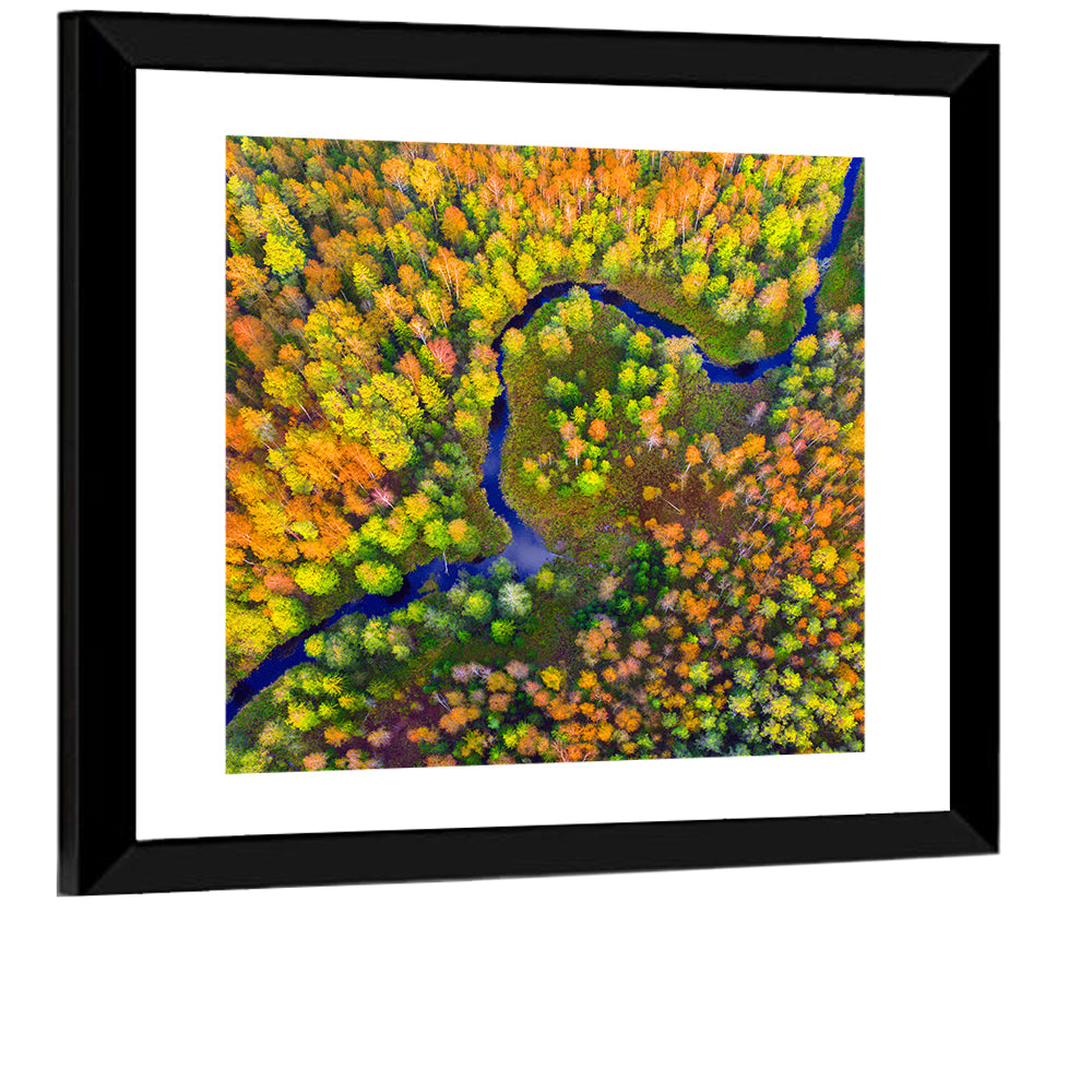 Winding Autumn River Wall Art
