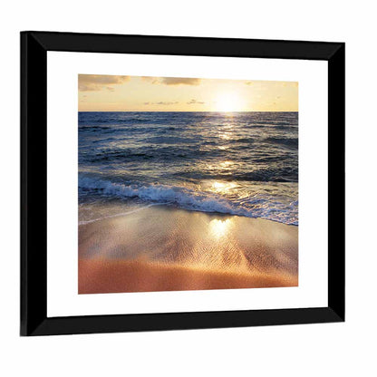 Splashing Waves Sunset Wall Art