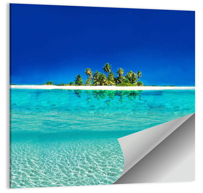 Tranquil Split-level Tropical Island Seascape Wall Art as a poster print