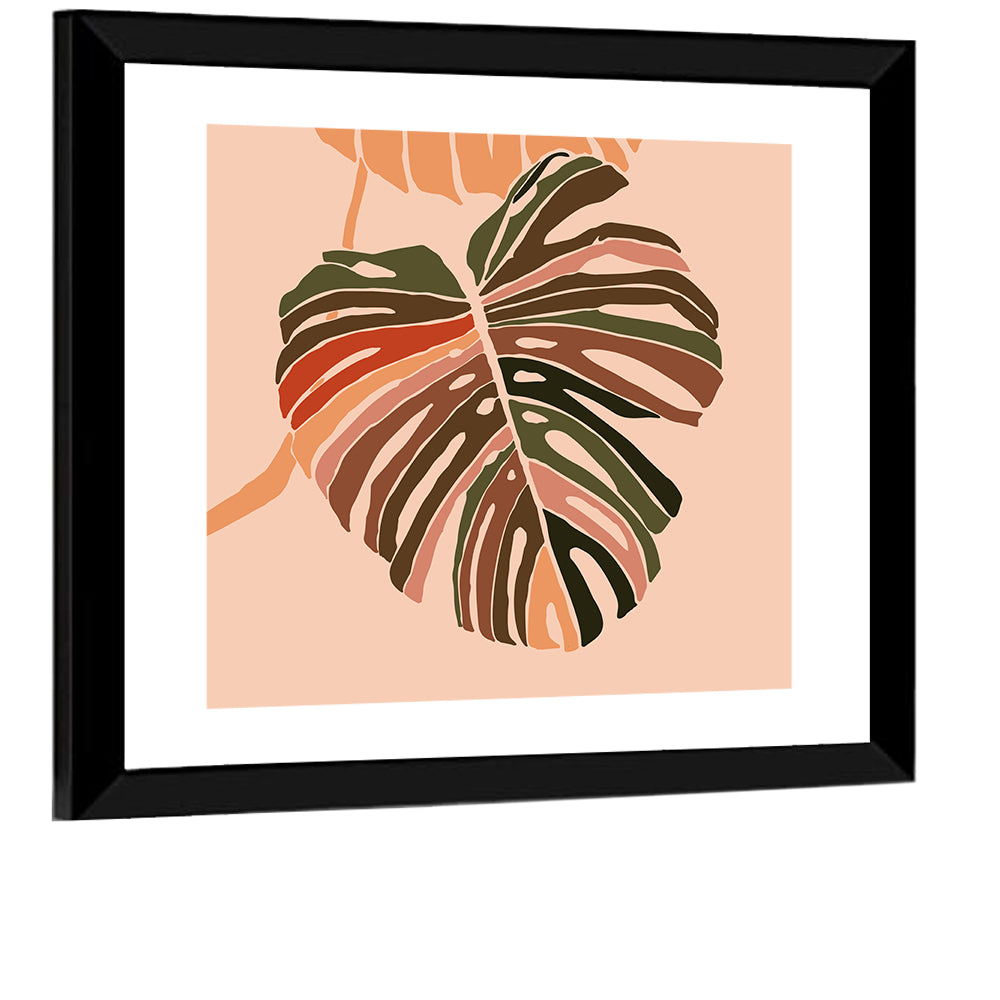 Warm Pink Monstera Leaf Wall Art