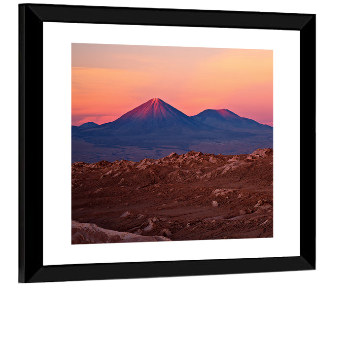 Valle De La Luna, Licancabur Volcano Wall Art as a framed print