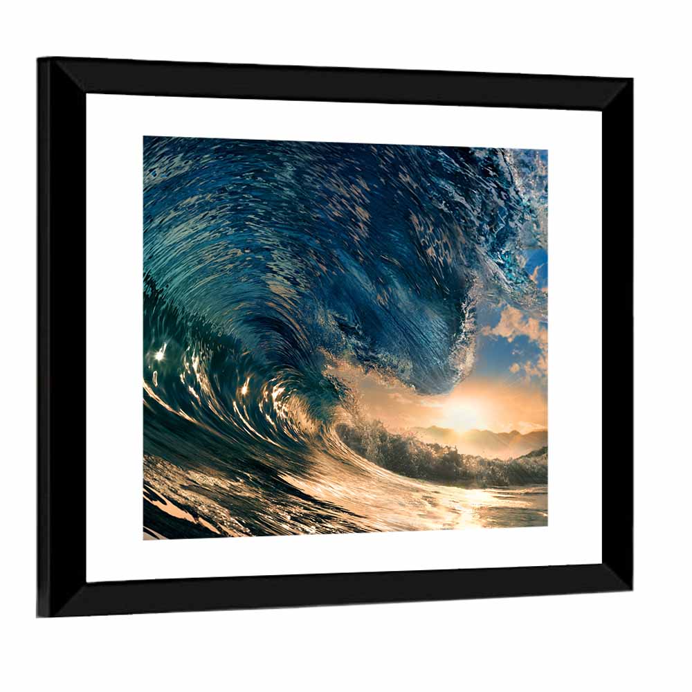 Ocean Wave Sunset Wall Art
