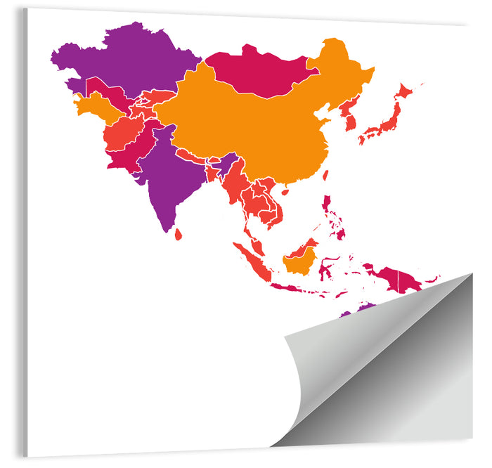 Stylized Asia Pacific Map Wall Art as a poster print