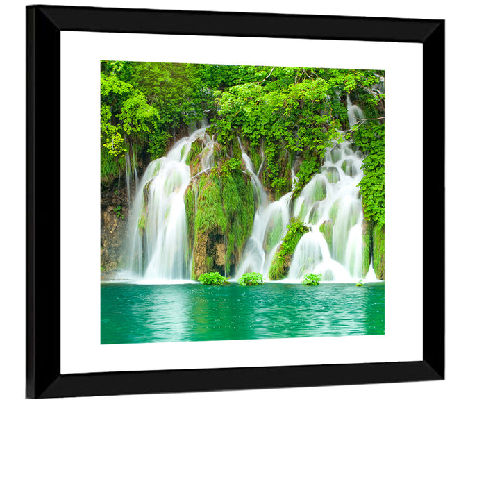 Plitvice Lakes Cascades Wall Art as a framed print