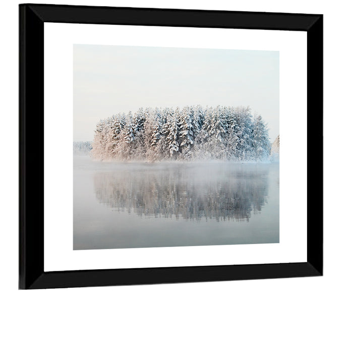Misty Karelia Lake Wall Art as a framed print