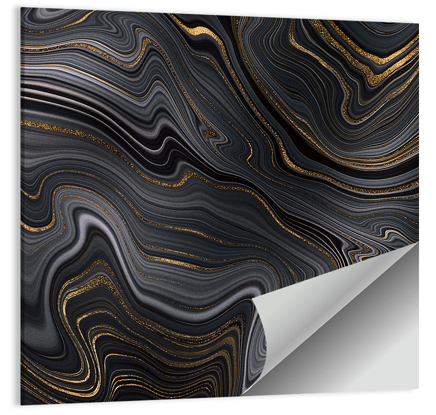 Black Marble with Gold Veins Wall Art
