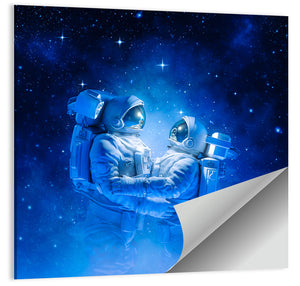 Astronaut Couple in Space Wall Art