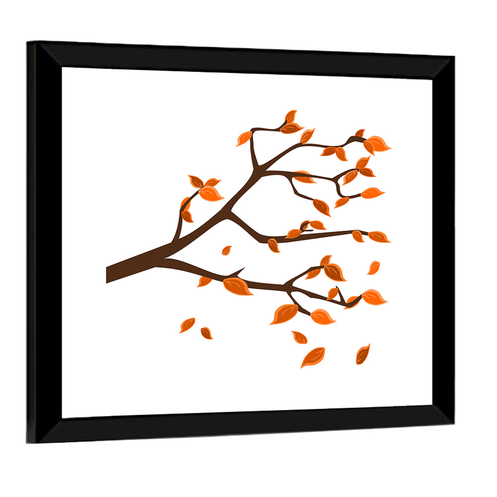 Golden Winter Leaves Illustration Wall Art