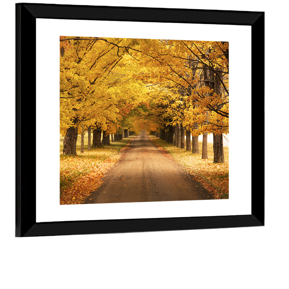 Golden Autumn Road Wall Art