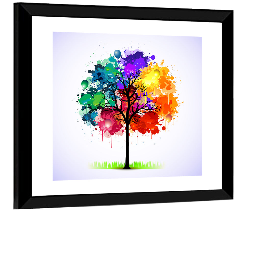Watercolor Splash Tree Wall Art