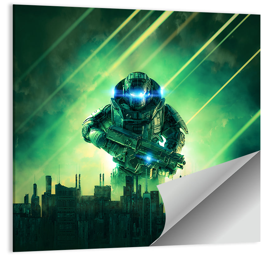 Towering Sci Fi Warrior Wall Art