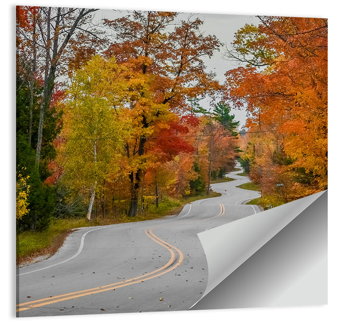 Winding Autumn Highway Wall Art as a poster print