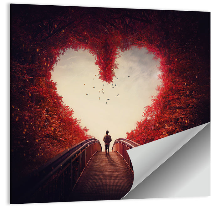 Heart Shaped Forest Path Wall Art as a poster print