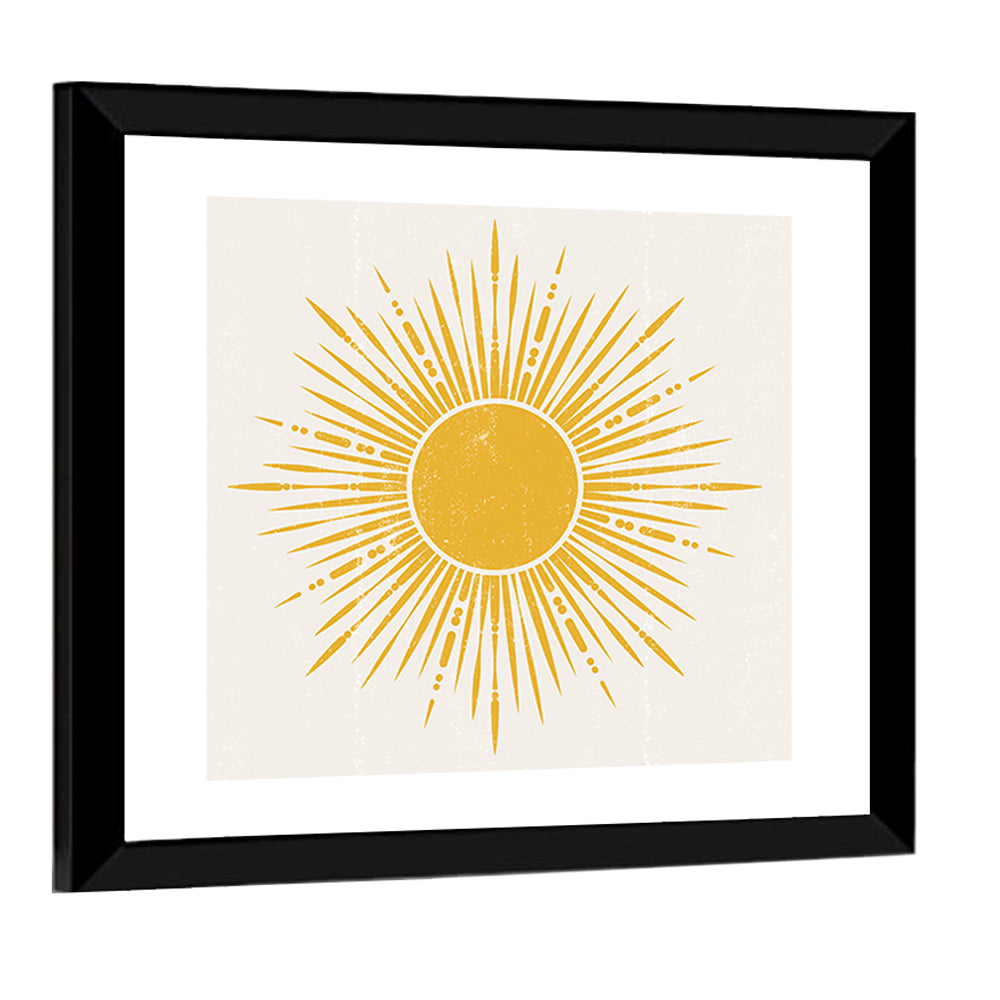 Golden Sunburst Boho Minimalist Wall Art