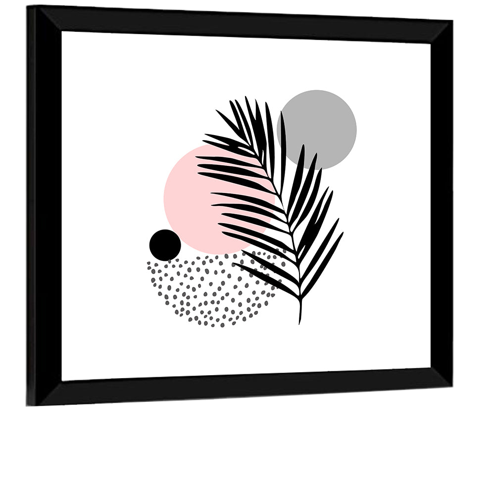 Pink Sun Moon Palm Leaf Illustration Wall Art