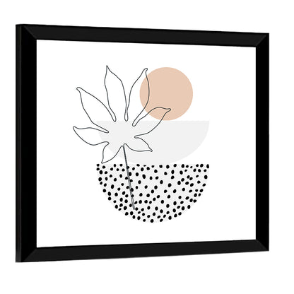 Vertical Bowls & Palm Leaf Illustration Wall Art