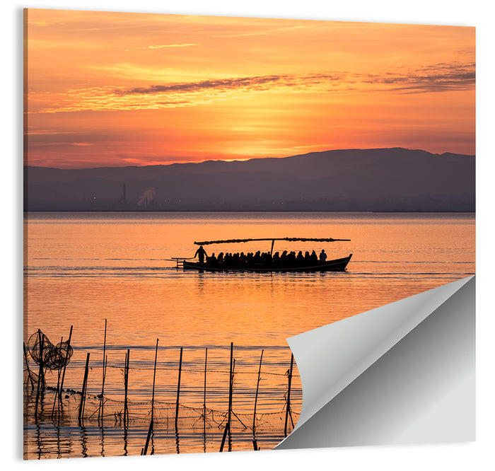 Albufera Sunrise Boat Silhouette Wall Art as a poster print