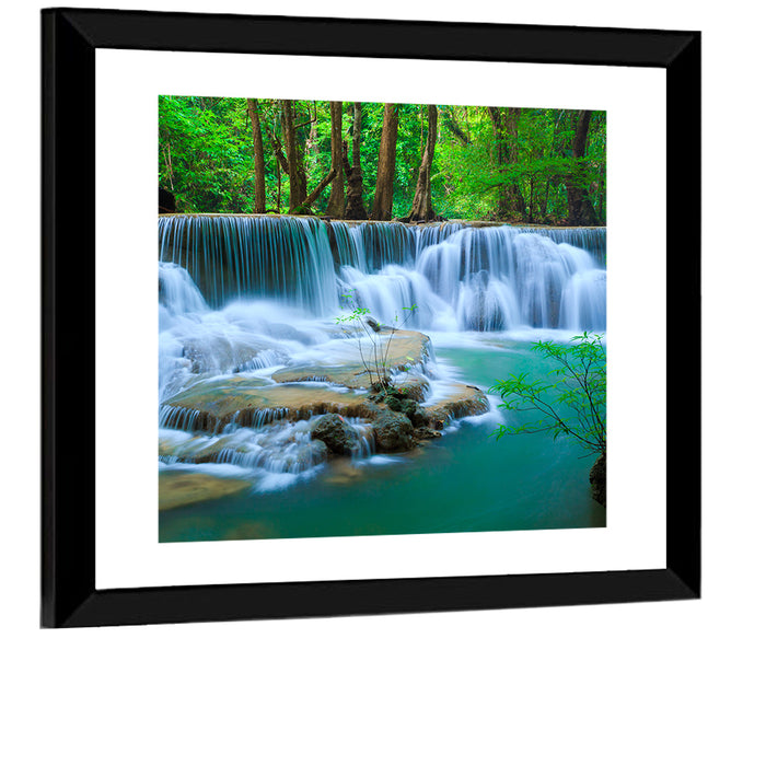 Huay Ma Khamin Erawan Waterfall Wall Art as a framed print