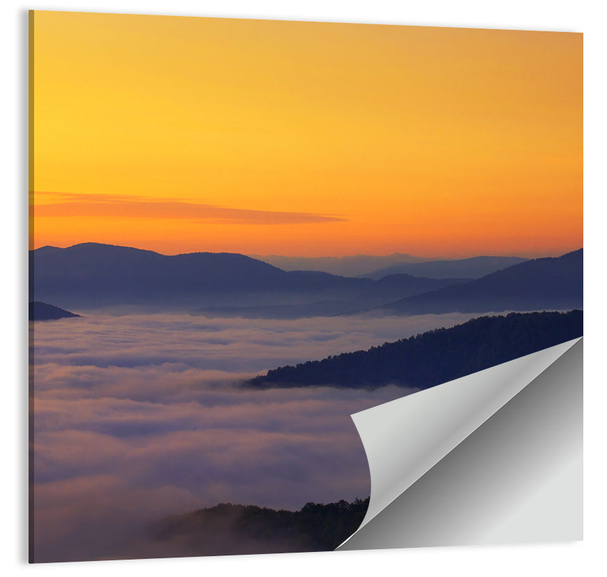Cloudy Mountains Sunset Wall Art