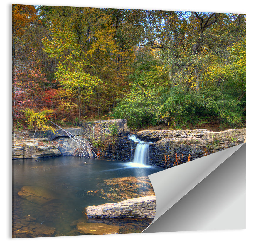 Freeman Mill Stone Dam Pond Wall Art, poster print, square