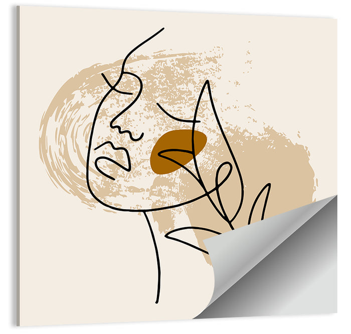 Minimalist Woman Line Portrait Wall Art as a poster print