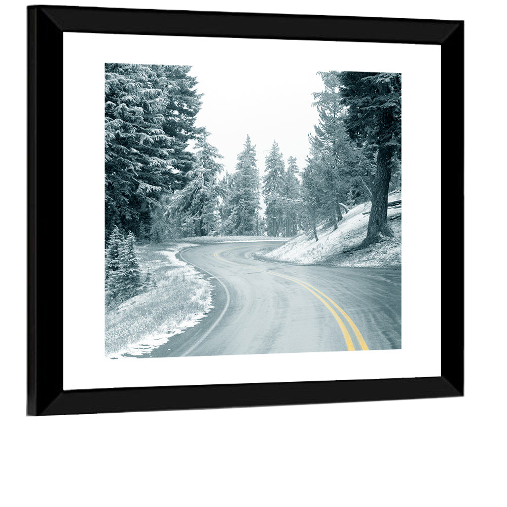 Winding Snowy Highway Wall Art