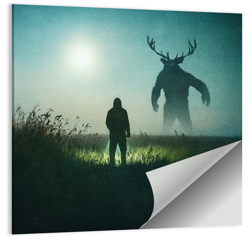 Antlered Shadow in Mist Wall Art