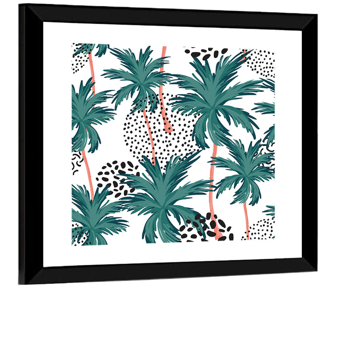 Pink-trunk Palm Pattern Wall Art as a framed print