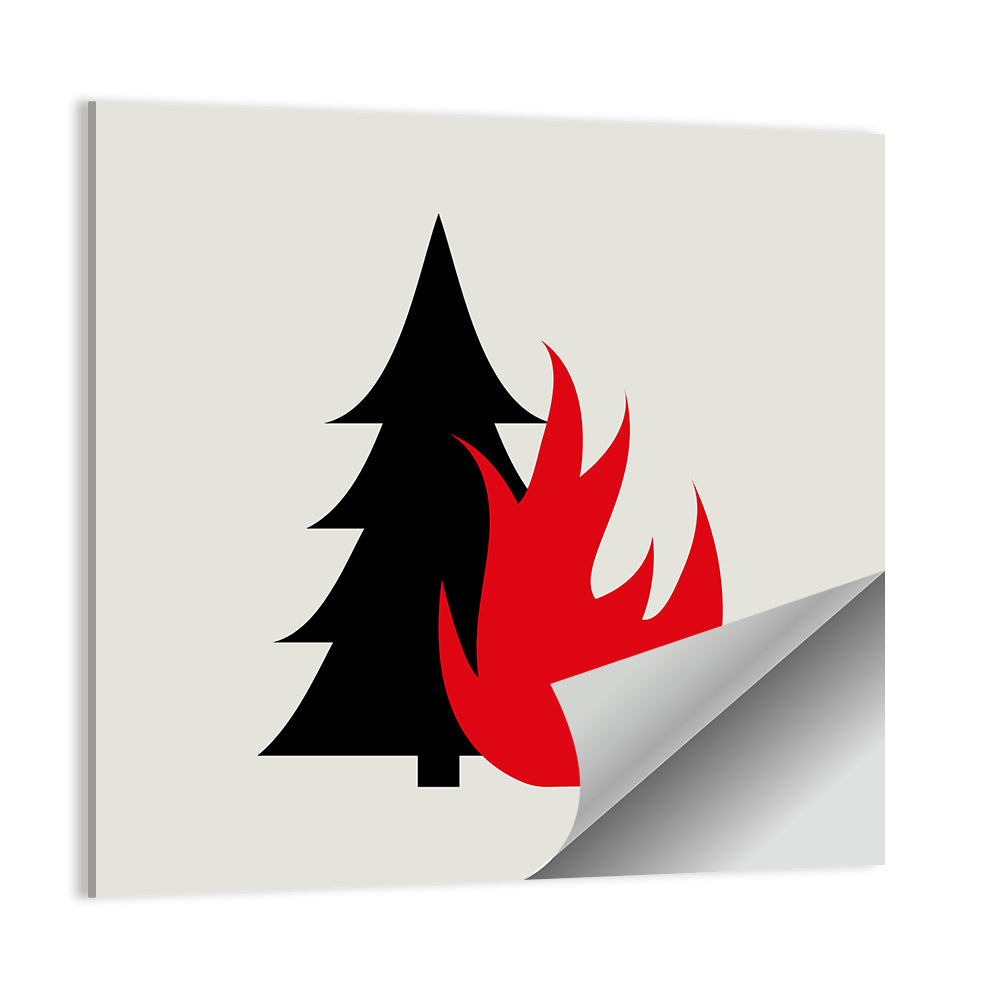 Forest Fire Minimalist Illustration Wall Art