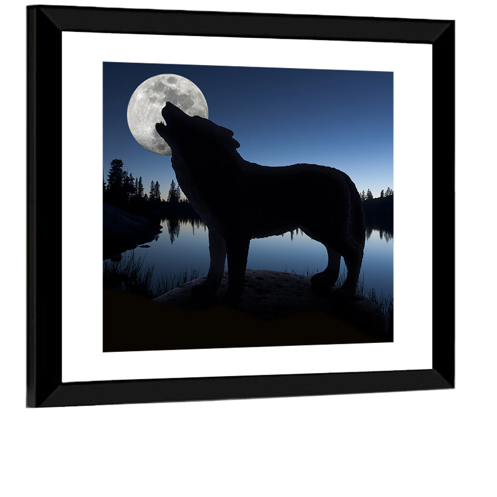 Howling Wolf at Full Moon Wall Art