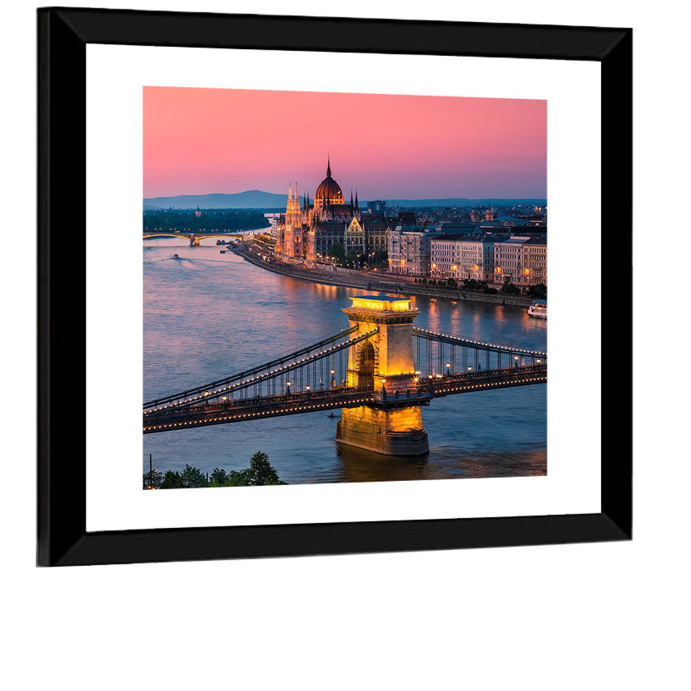 Budapest Chain Bridge at Twilight Wall Art