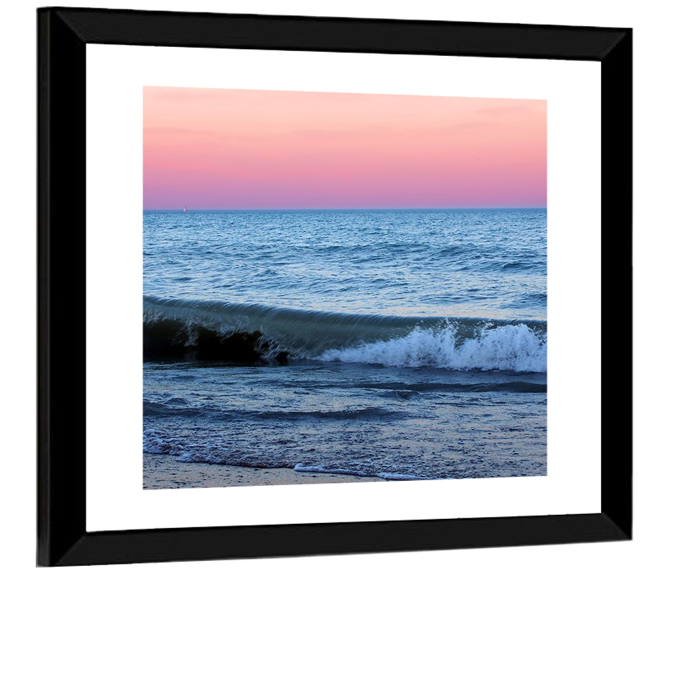 Lake Michigan Sunset with Sailboat Wall Art
