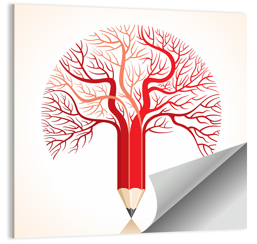 Knowledge Tree Pencil Illustration Wall Art
