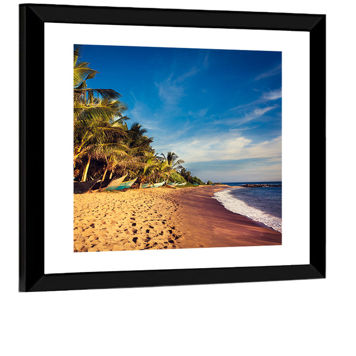 Mirissa Beach Morning Light Wall Art as a framed print
