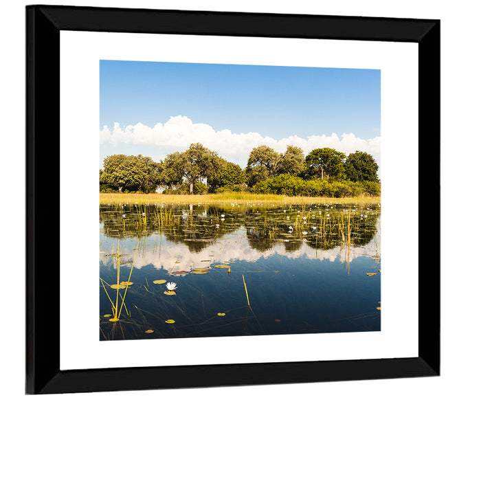 Okavango Delta Waterlilies Wall Art as a framed print