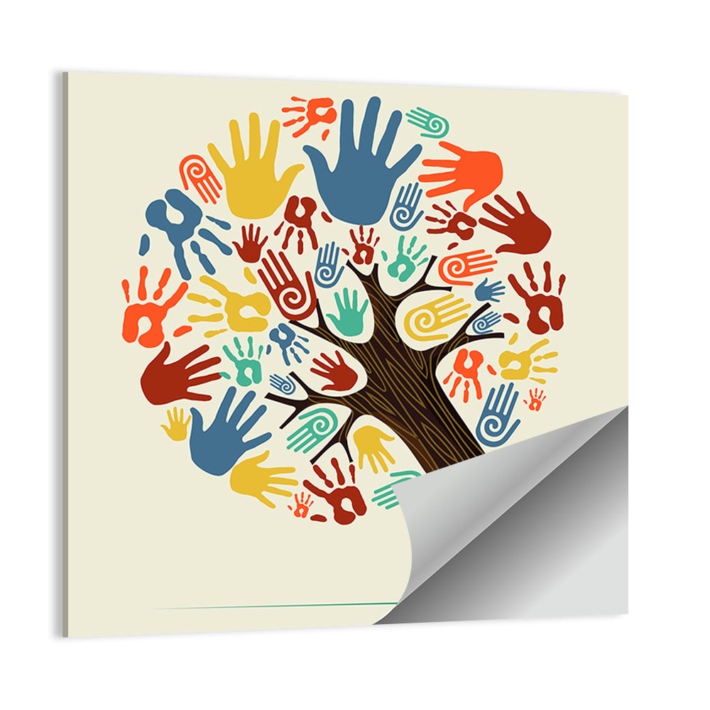 Handprint Tree Illustration Wall Art