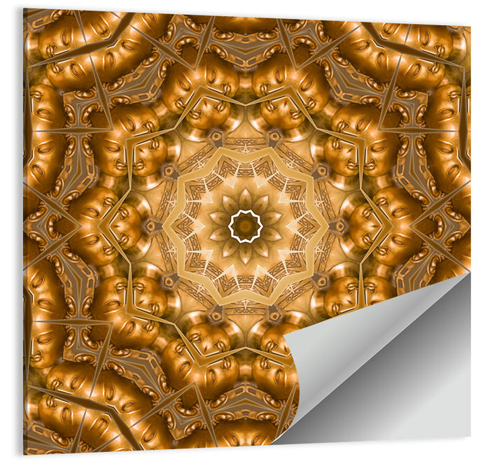 Golden Buddha Mandala Kaleidoscope Pattern Wall Art as a poster print