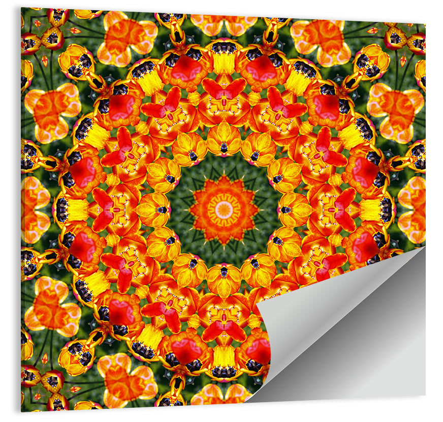 Floral Kaleidoscope Mandala Wall Art