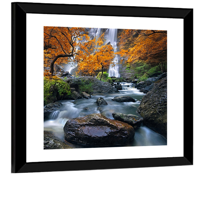 Konglan Autumn Waterfall Wall Art as a framed print