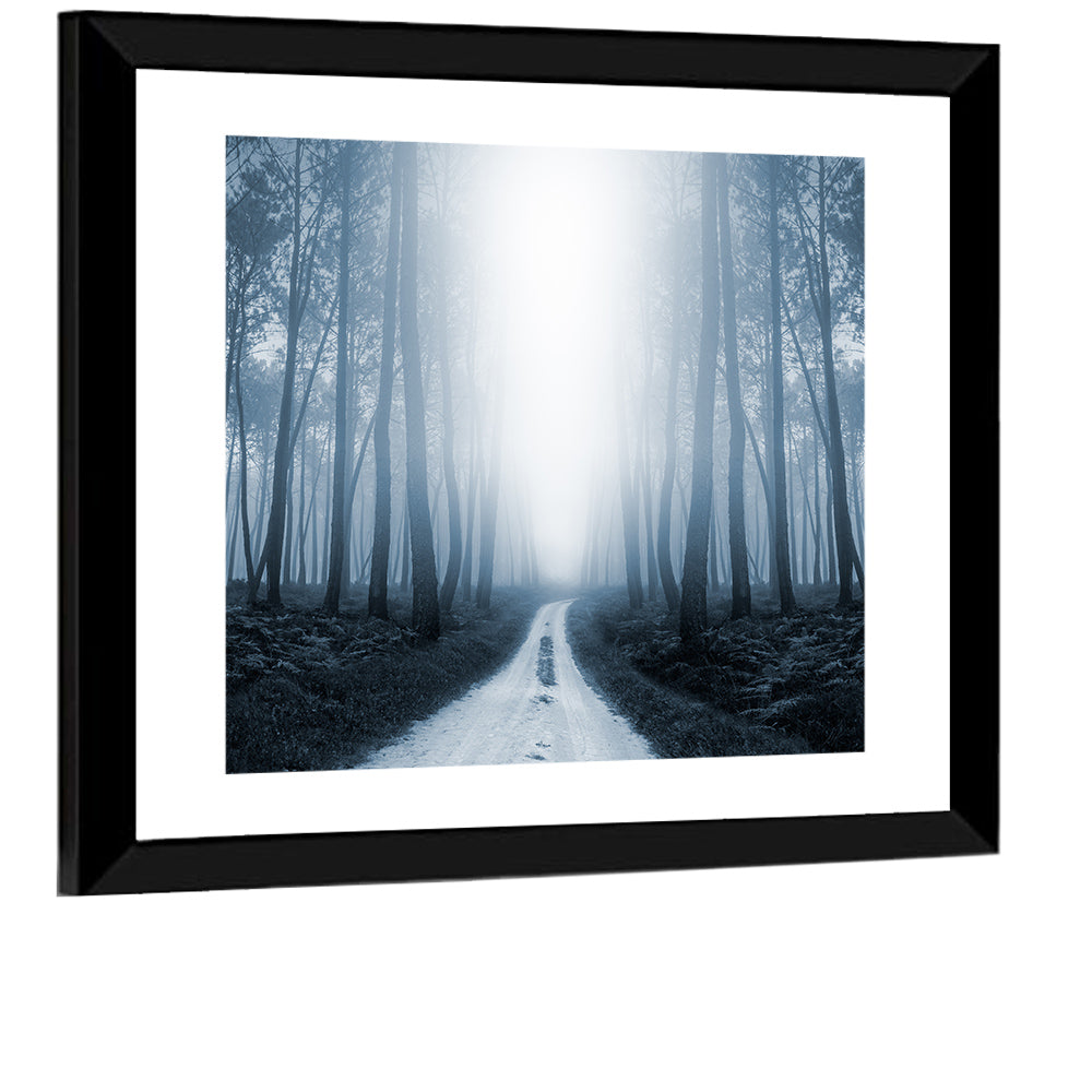 Misty Forest Road at Twilight Wall Art