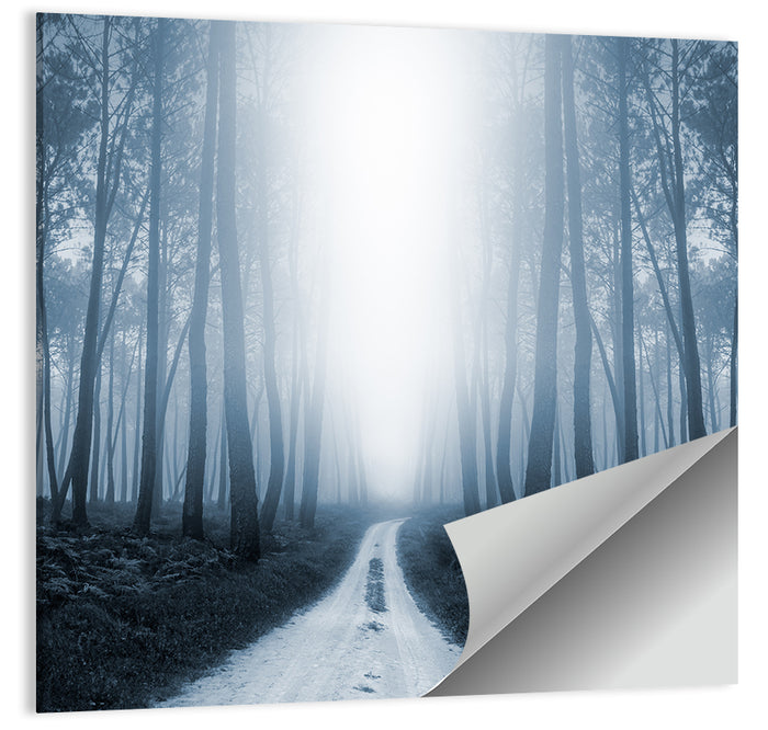 Misty Forest Road at Twilight Wall Art as a poster print