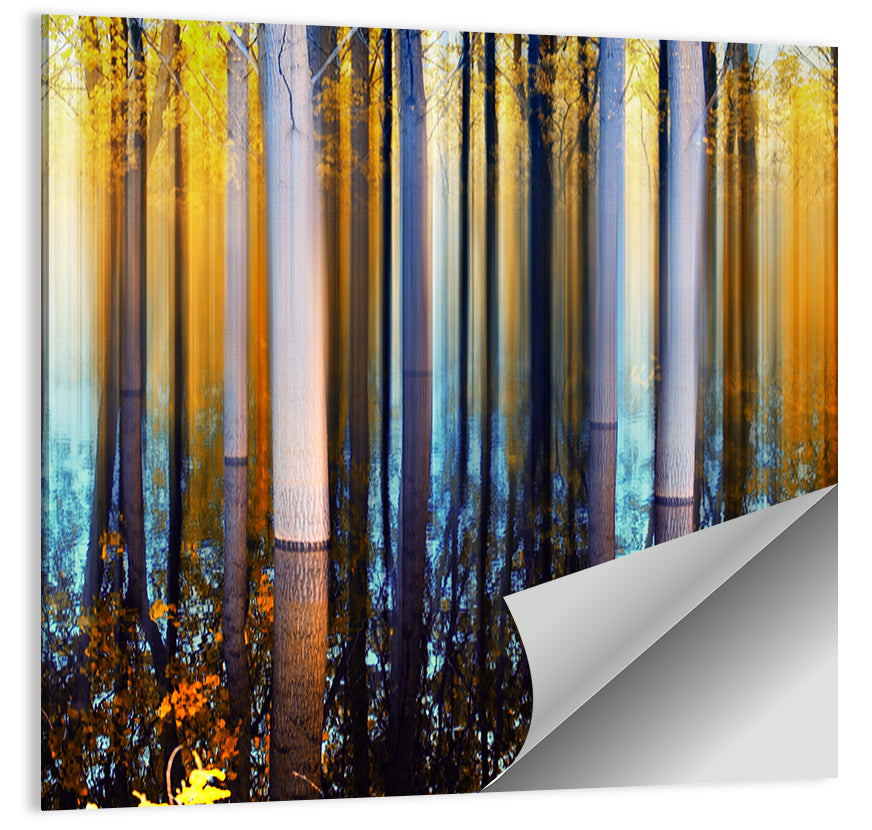 Ethereal Autumn Forest Reflection Abstract Wall Art
