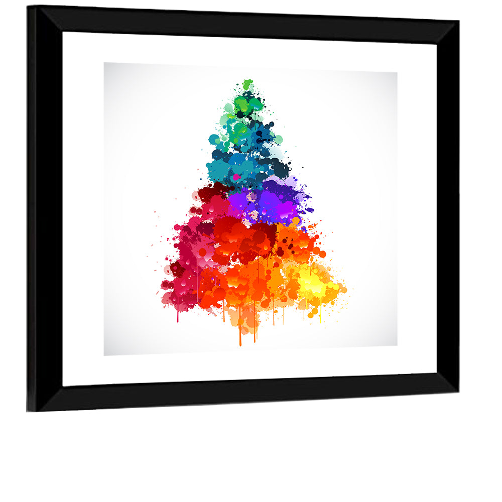 Watercolor Rainbow Christmas Tree Wall Art